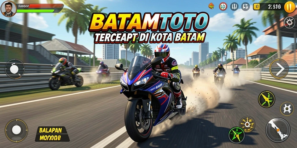 Tampilan menarik dari gameplay balapan motor di BATAMTOTO.