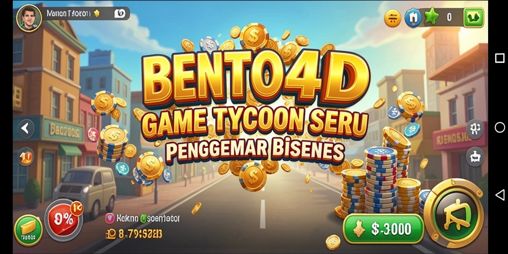 Screenshot gameplay BENTO4D menampilkan pengelolaan bisnis yang strategis dan seru.