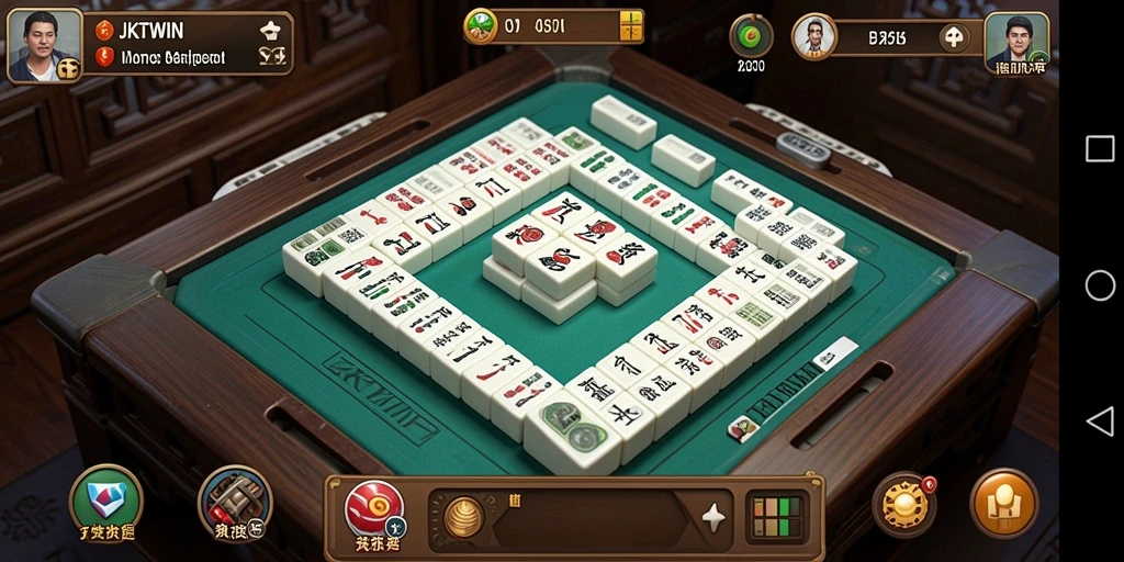 Tampilan gameplay JKTWIN dengan ubin Mahjong yang berwarna-warni.