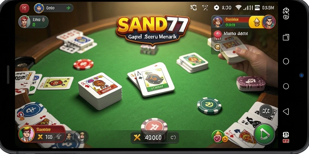 Tampilan gameplay seru SAND77 dalam permainan Gaple.